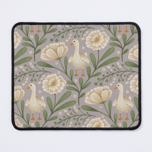Item preview, Graceful Goose in Bloom, White Florals at a peaceful lake house in mist designed and sold by OzdeBayer.
