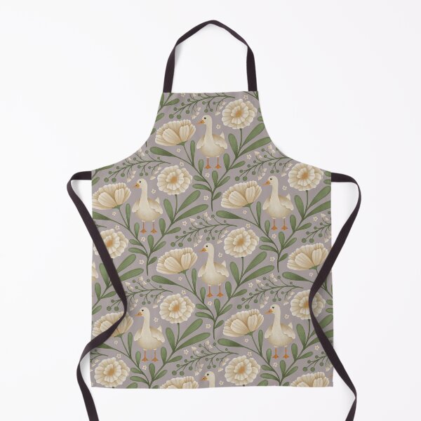 Item preview, Graceful Goose in Bloom, White Florals at a peaceful lake house in mist designed and sold by OzdeBayer.