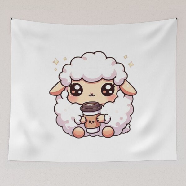 Item preview, sheep with coffee designed and sold by Eternalski.