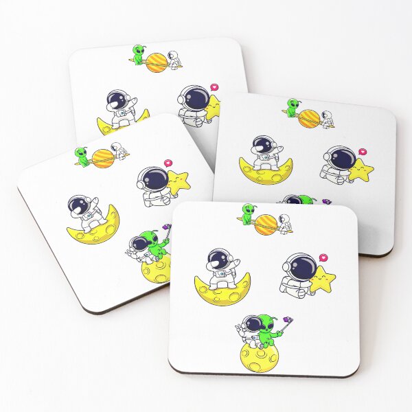Item preview, Cute Kawaii Spaceman and Alien in Space designed and sold by Black11Flamingo.
