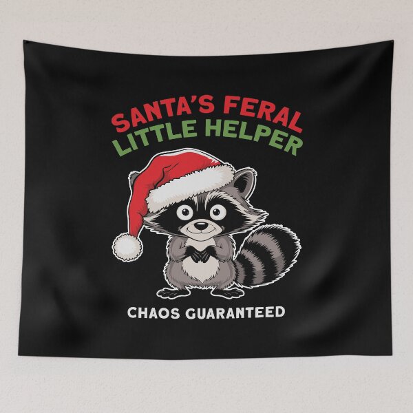 Item preview, Mischievous Santa’s Feral Little Helper Raccoon Christmas Humor designed and sold by Designer-Girl.