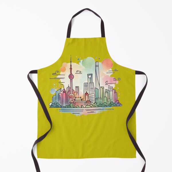 Item preview, Shanghai China Minimalist Skyline Sticker in Watercolor,  designed and sold by PaintMeWorld.