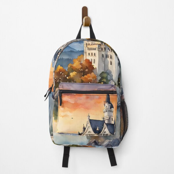 Item preview, Neuschwanstein Castle: Bavarian Sunset with Watercolor Touch designed and sold by LSVart.