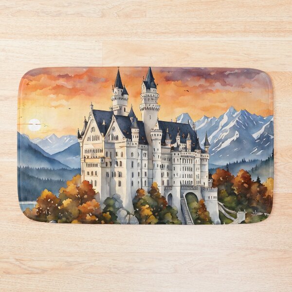 Item preview, Neuschwanstein Castle: Bavarian Sunset with Watercolor Touch designed and sold by LSVart.