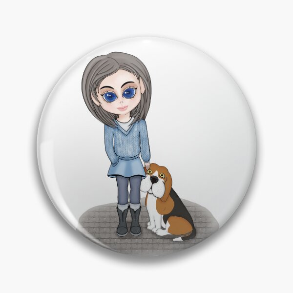 Item preview, Girl with blue eyes and dog. Chibi Girl  designed and sold by KateQR.