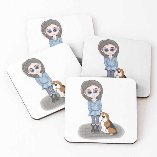 Item preview, Girl with blue eyes and dog. Chibi Girl  designed and sold by KateQR.