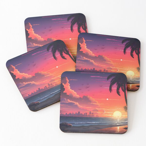 Item preview, Retro Miami Sunset: Neon Coastline Serenity designed and sold by GreenInkXpress.