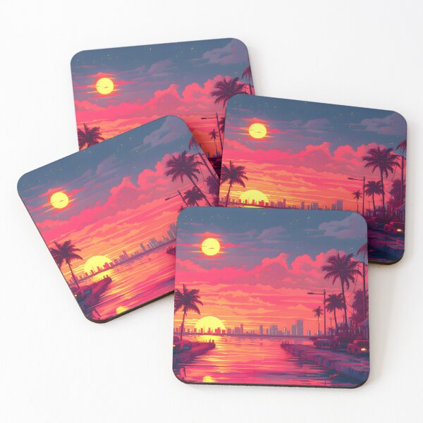 Item preview, Miami Sunset Boulevard: Retro Neon Dream designed and sold by GreenInkXpress.