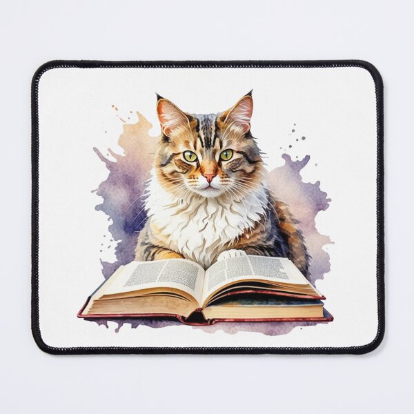 Item preview, cat with book bookworm designed and sold by FunnyDsgn.