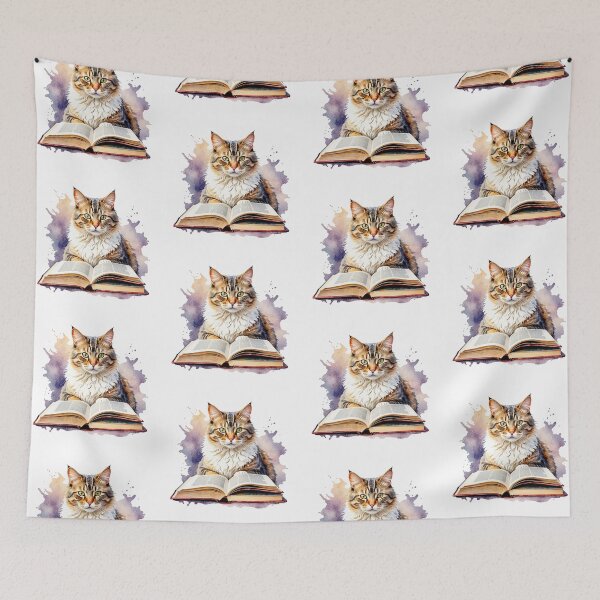 Item preview, cat with book bookworm designed and sold by FunnyDsgn.