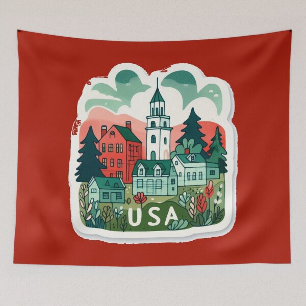 Item preview, Kennebunkport USA Minimalist Watercolor Sticker Design,  designed and sold by PaintMeWorld.