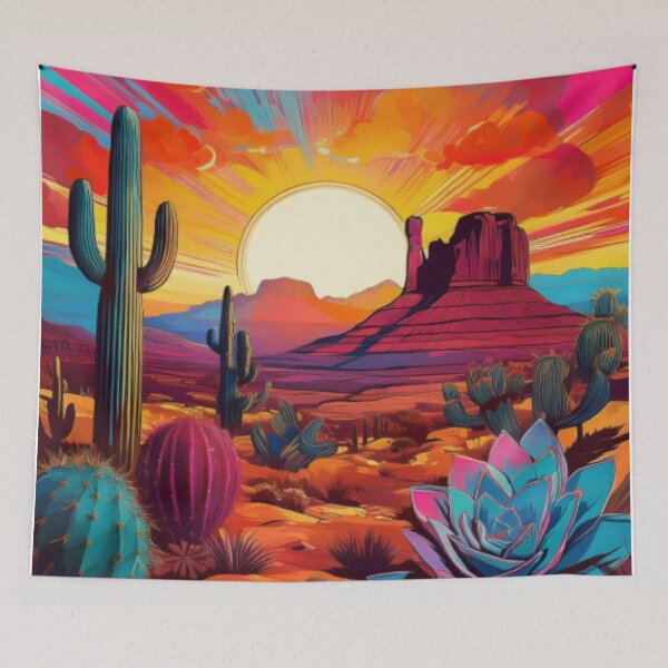 Item preview, Vibrant Desert Sunset with Cactus and Monument Valley Scene designed and sold by RaiyaTees.