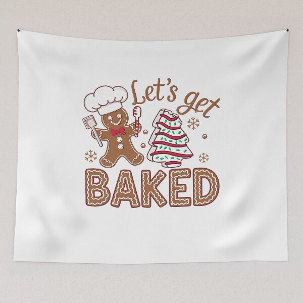 Item preview, Let's Get Baked, Funny Gingerbread Man, Christmas Cake designed and sold by Lucrecefouche.