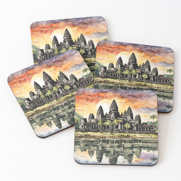 Item preview, Angkor Wat: Watercolor Sunset in Enigmatic Cambodia designed and sold by LSVart.