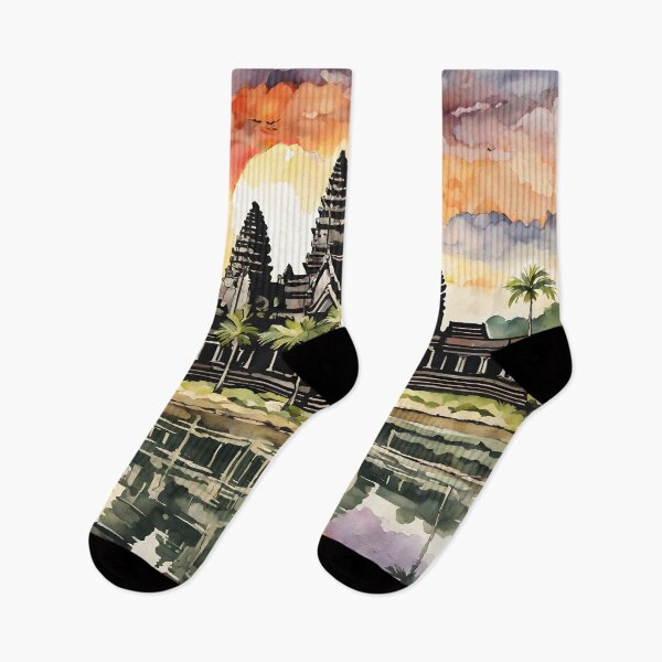 Item preview, Angkor Wat: Watercolor Sunset in Enigmatic Cambodia designed and sold by LSVart.