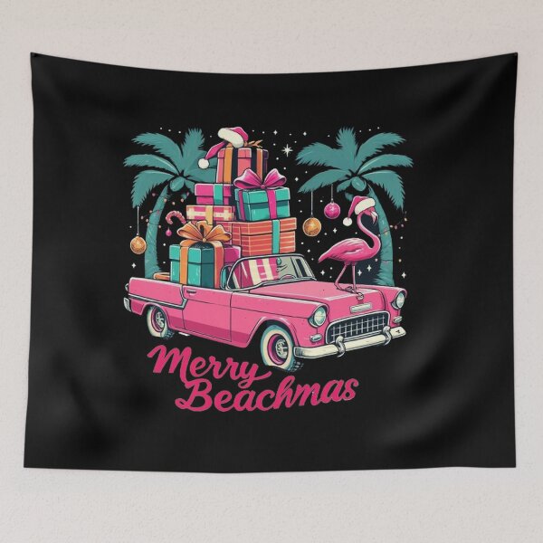 Item preview, Merry Beachmas Tropical Christmas Santa Flamingo Hawaii designed and sold by SztylishDesigns.