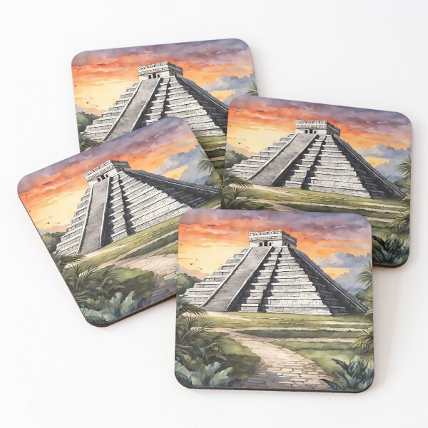 Item preview, Chichen Itza Sunset: Watercolor Beauty Highlighted Gracefully designed and sold by LSVart.