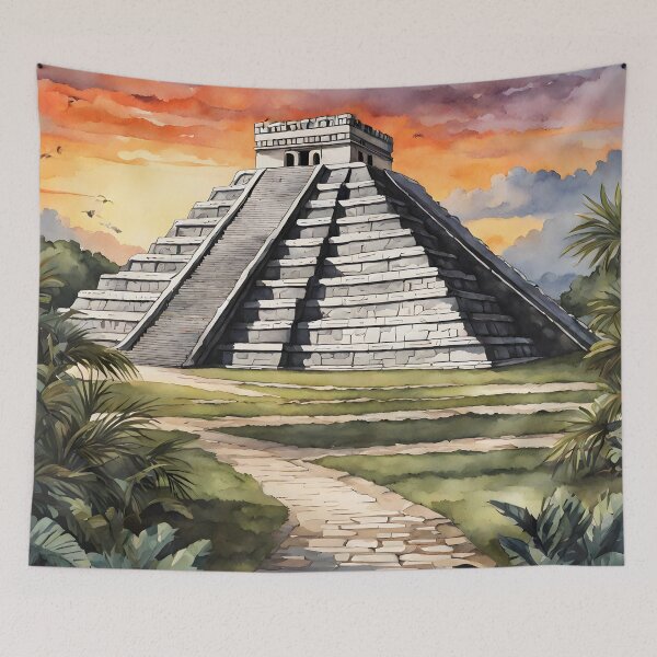 Item preview, Chichen Itza Sunset: Watercolor Beauty Highlighted Gracefully designed and sold by LSVart.