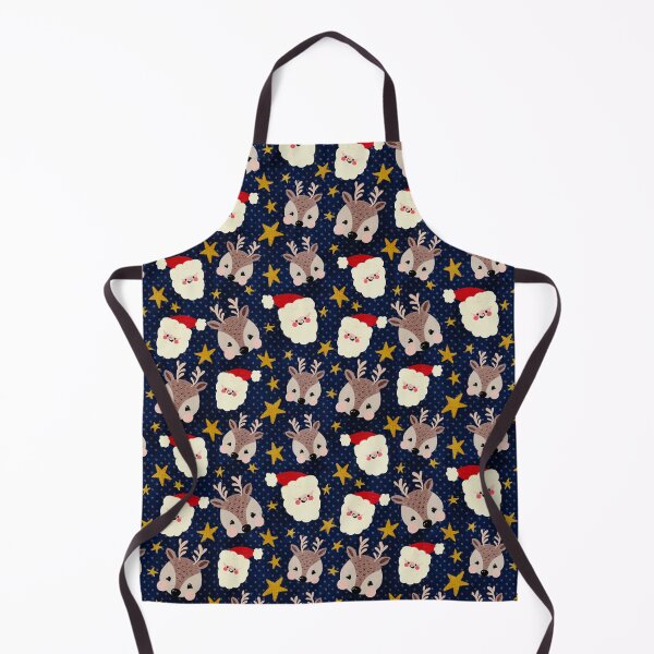 Item preview, Santa and reindeers and stars on dark blue designed and sold by SJAPhoto.
