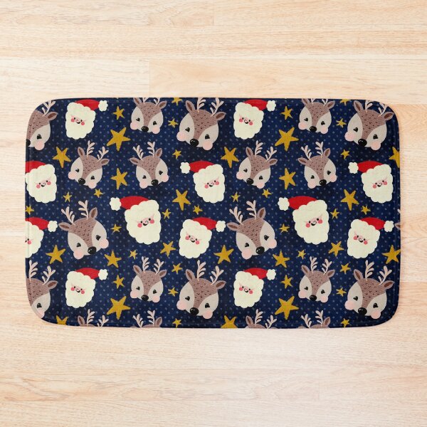 Item preview, Santa and reindeers and stars on dark blue  designed and sold by SJAPhoto.