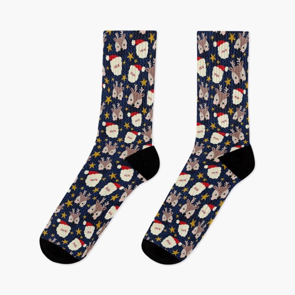 Item preview, Santa and reindeers and stars on dark blue  designed and sold by SJAPhoto.