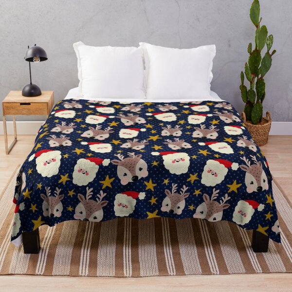 Item preview, Santa and reindeers and stars on dark blue  designed and sold by SJAPhoto.