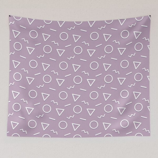 Aperçu de l'œuvre Fond violet avec différentes formes géométriques blanches avec des ombres créée et vendue par natalidesign.