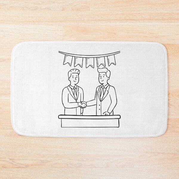 Item preview, Business partners shaking hands at a podium during a conference designed and sold by rasagamastore.