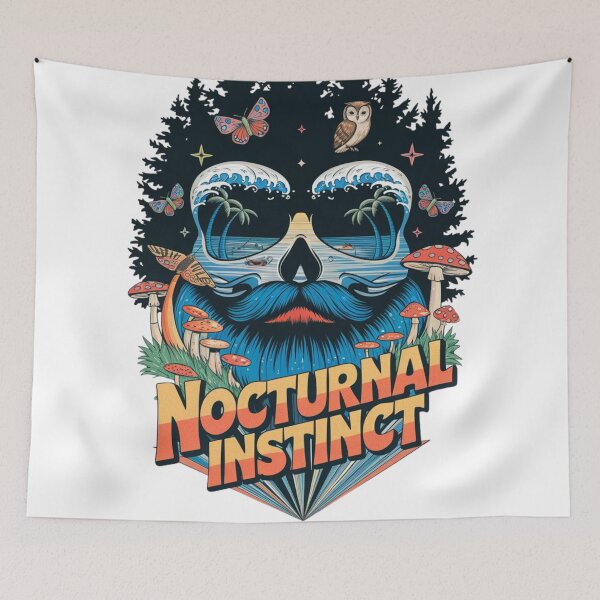Item preview, Nocturnal Instinct Skull, Butterflies, Stars, NATURE STICKER designed and sold by inkfluenceart.