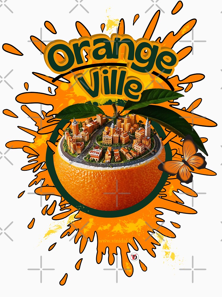 Aperçu 7 sur 7. T-shirt classique avec l'œuvre OrangeVille créée et vendue par Vinidal.