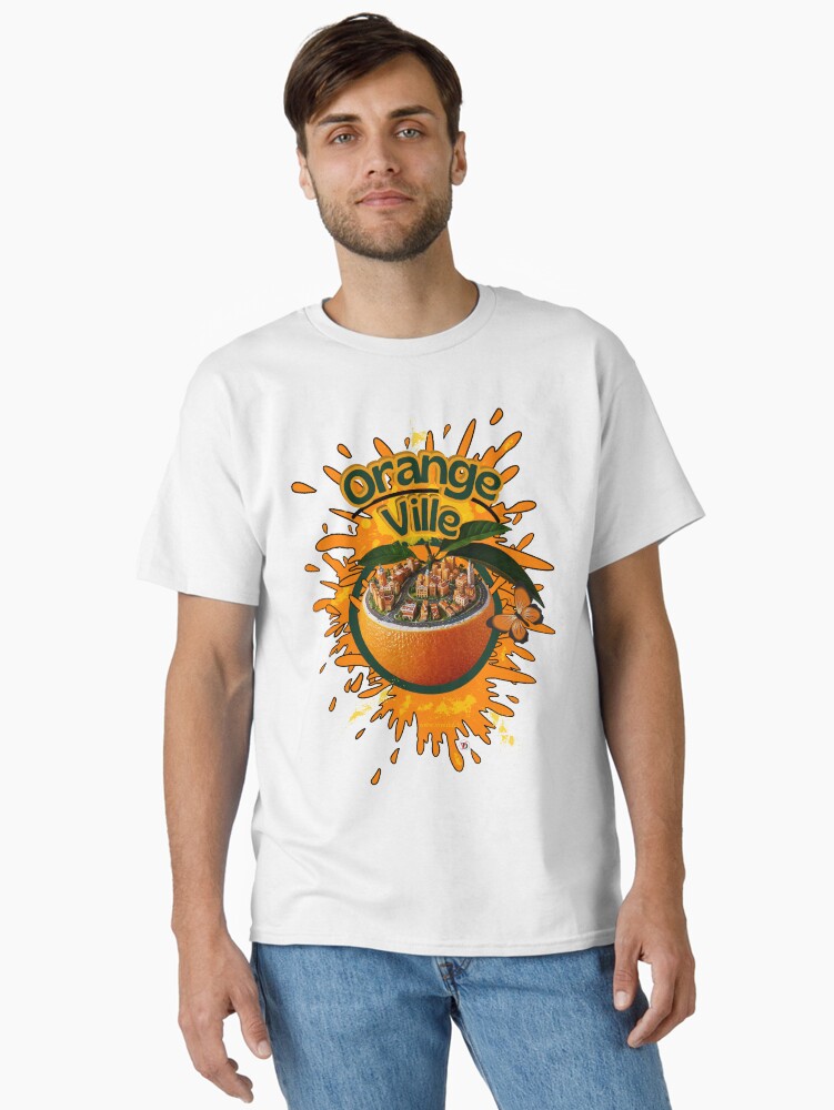 Aperçu 1 sur 7. T-shirt classique avec l'œuvre OrangeVille créée et vendue par Vinidal.