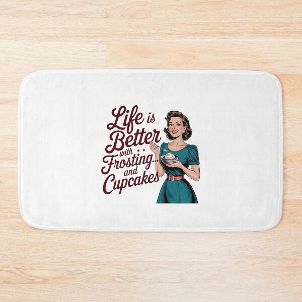 Item preview, Life is Better with Frosting and Cupcakes Sarcasm retro women bakiing designed and sold by Dominika Farkašová.