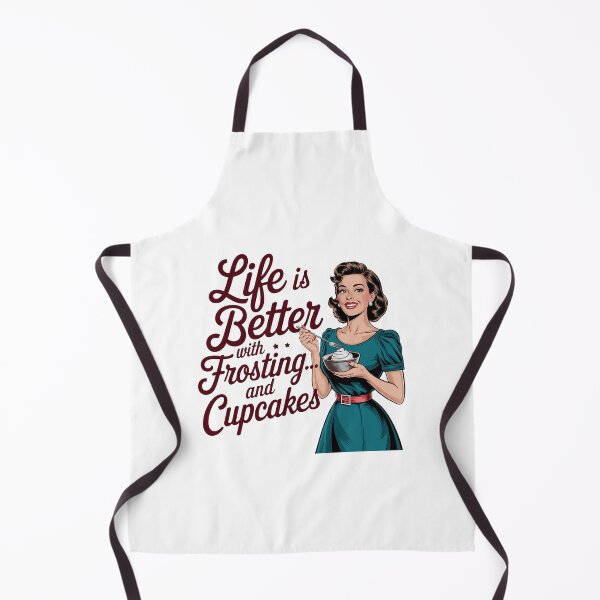 Item preview, Life is Better with Frosting and Cupcakes Sarcasm retro women bakiing designed and sold by Dominika Farkašová.