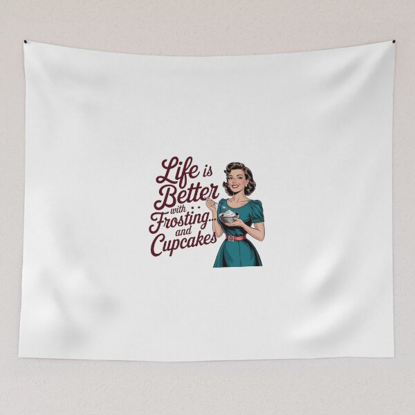 Item preview, Life is Better with Frosting and Cupcakes Sarcasm retro women bakiing designed and sold by Dominika Farkašová.