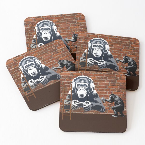 Item preview, GRAFFITI BANKSY STYLE - CHIMP PLAYING COMPUTER GAMES designed and sold by Danicus666.