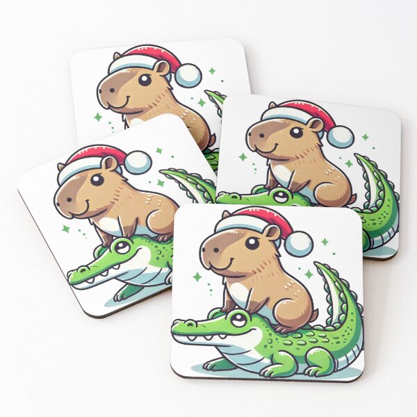 Item preview, Funny Capybara Riding Crocodile Christmas Design designed and sold by lubushop1.