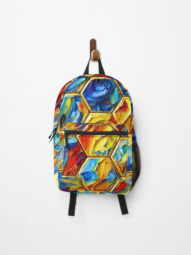 Thumbnail 1 of 3, Backpack, Abstract Honeycomb Texture - Colorful Hexagonal Pattern designed and sold by ChrisButler.