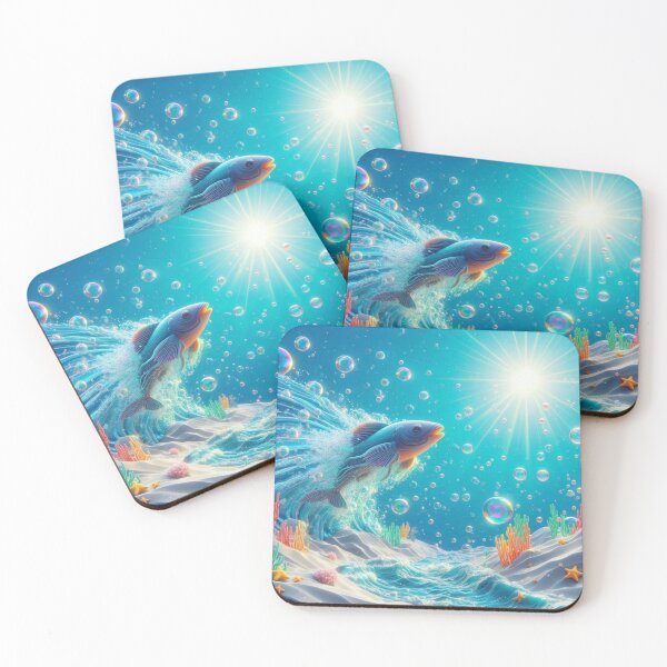 Item preview, Colorful Fish Leaping from Ocean Waves with Bubbles designed and sold by choder61.