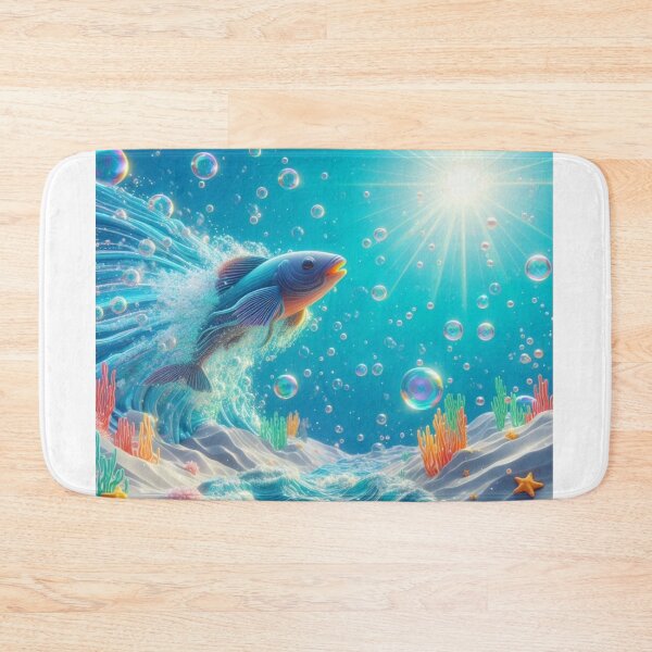 Item preview, Colorful Fish Leaping from Ocean Waves with Bubbles designed and sold by choder61.