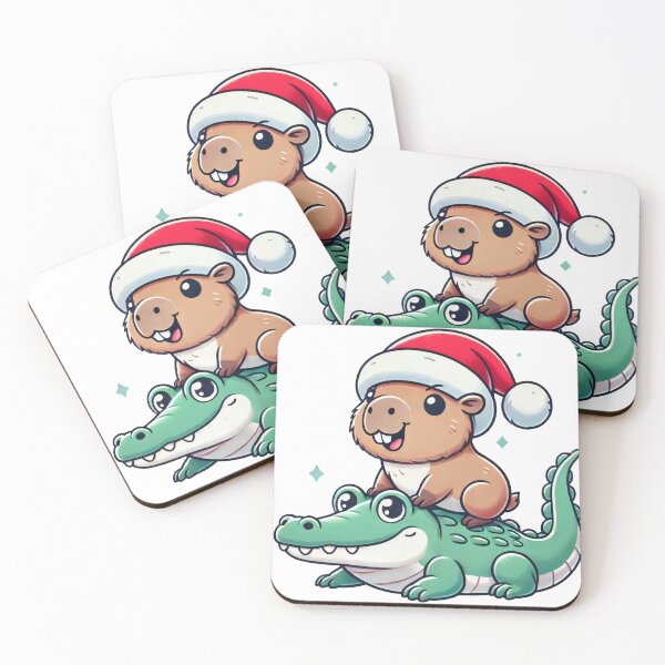 Item preview, Holiday Capybara Crocodile Cartoon Art designed and sold by lubushop1.