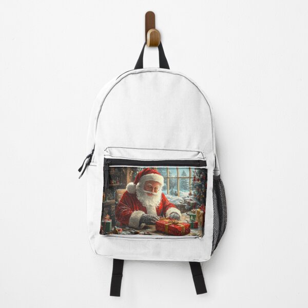 Item preview, Santa joyfully wraps presents by the window designed and sold by MiraCleAI.