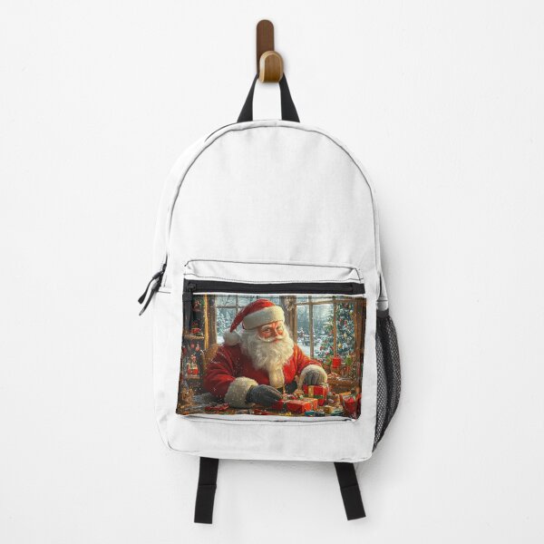 Item preview, Santa joyfully wraps presents by the window designed and sold by MiraCleAI.