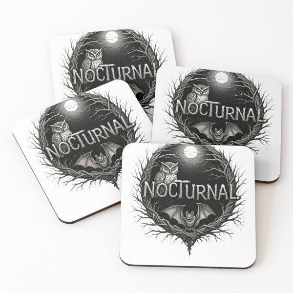Item preview, Nocturnal Black & White – Owl, Bat, Moon, Branch CLASSIC T-SHIRT designed and sold by inkfluenceart.