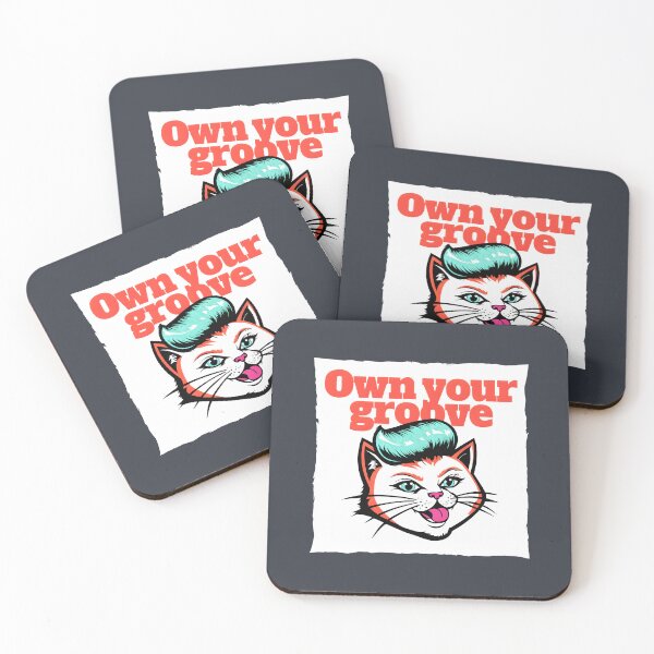 Item preview, Own your groove starring a confident cartoon cat in bold tones designed and sold by SplashTastic.