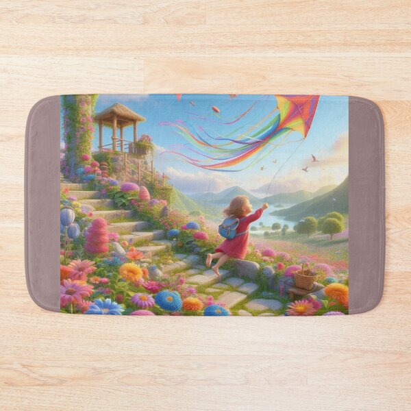 Item preview, Dreamy Floral Garden with Flying Kite - Kids Art designed and sold by choder61.