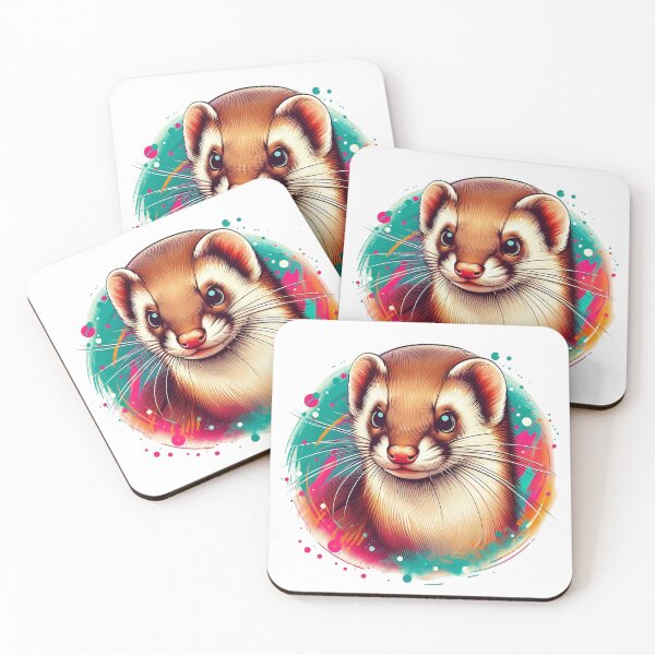 Item preview, A cute and curious weasel with a colorful background designed and sold by Marcoshop10.