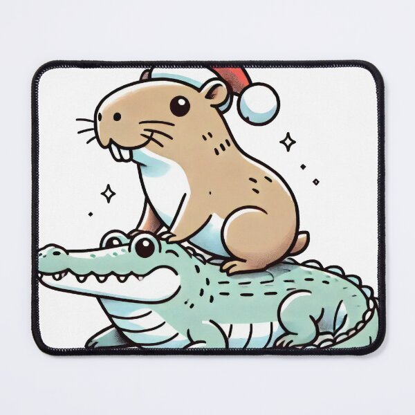 Item preview, Holiday Capybara Riding Crocodile Illustration designed and sold by lubushop1.