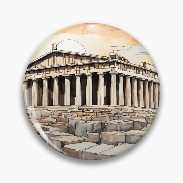 Item preview, Parthenon Splendor: Athens Sunset with Watercolor Beauty designed and sold by LSVart.