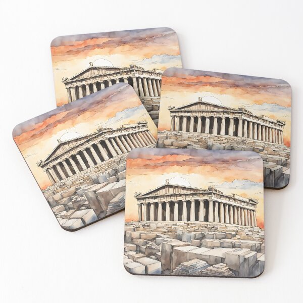 Item preview, Parthenon Splendor: Athens Sunset with Watercolor Beauty designed and sold by LSVart.