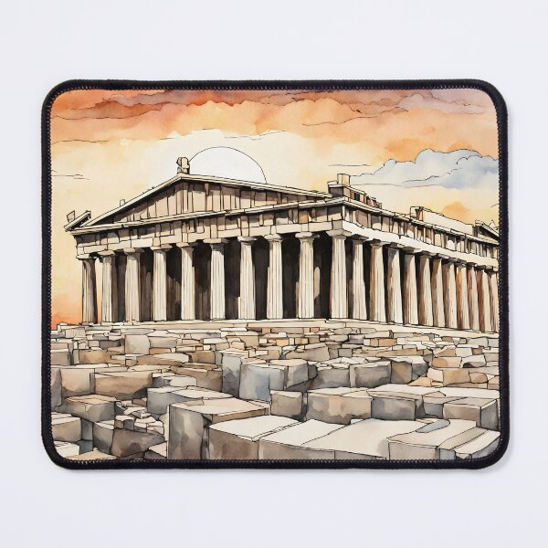 Item preview, Parthenon Splendor: Athens Sunset with Watercolor Beauty designed and sold by LSVart.